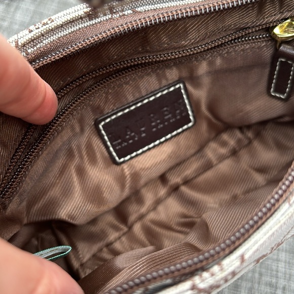 Vintage Y2K Lauren Ralph Lauren Monogram Cotton Canvas Mini Shoulder Bag - Picture 7 of 9